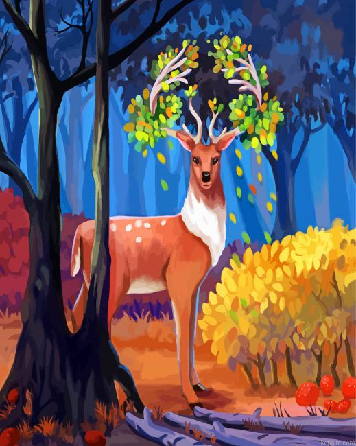 Autumn Deer Art Painting By Numberss.png