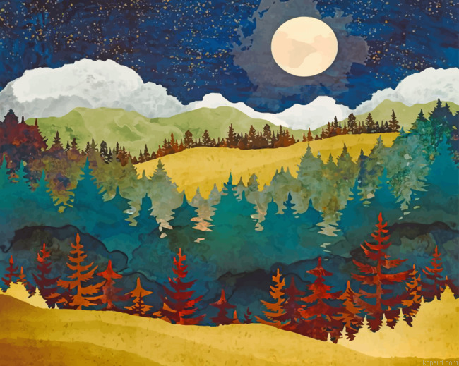 Autumn Forest Art Painting By Numberss.png