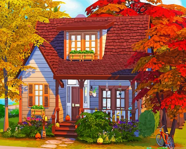 Autumn House Painting By Numberss.png