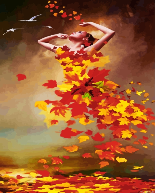 Autumn Leaves Lady Painting By Numberss.png