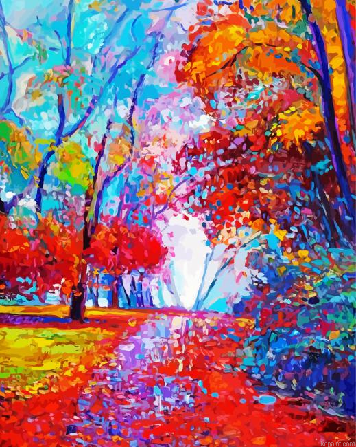 Autumn Park Colorful Landscape Painting By Numberss.png