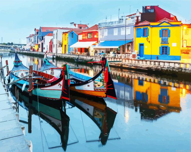 Aveiro Lagoon Boats Painting By Numberss.png