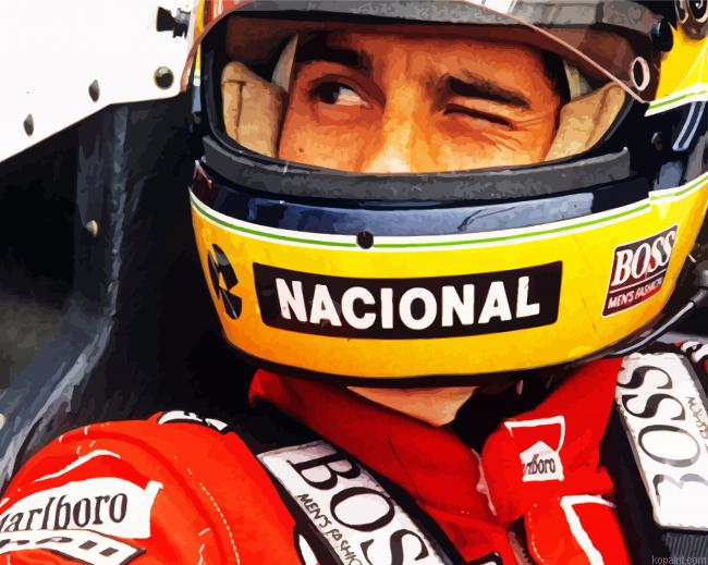 Ayrton Senna Wearing A Helmet Painting By Numberss.png