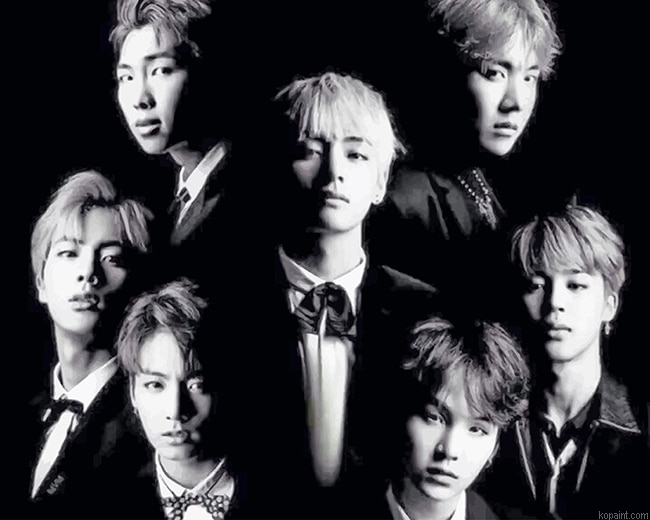 Bts Black And White New Painting By Numberss.png