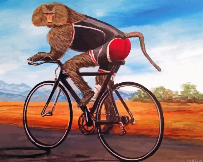 Baboon On Bicycle Painting By Numberss.png