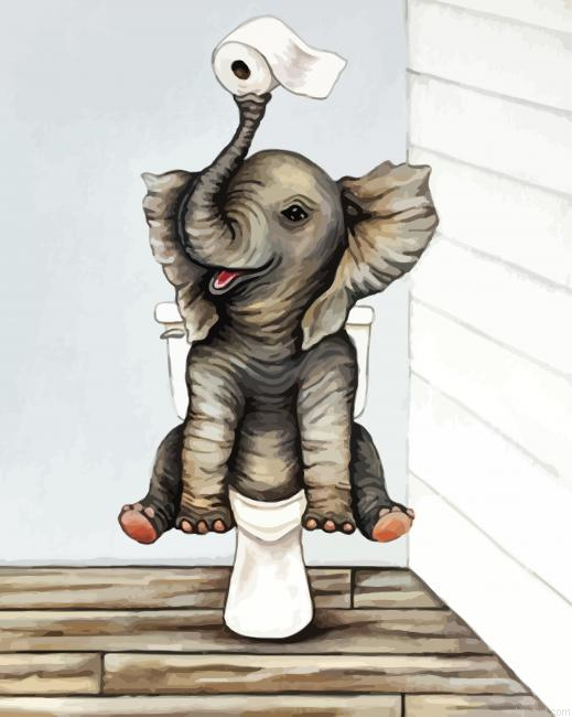 Baby Elephant On Toilet Painting By Numberss.png