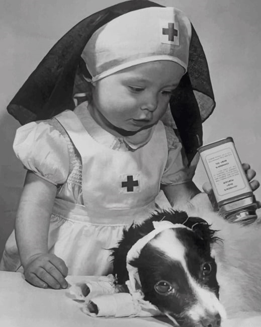 Baby Nurse With Her Dog New Painting By Numberss.png