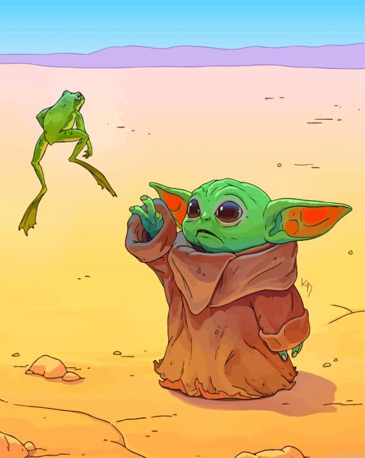 Baby Yoda And The Frog Painting By Numberss.png