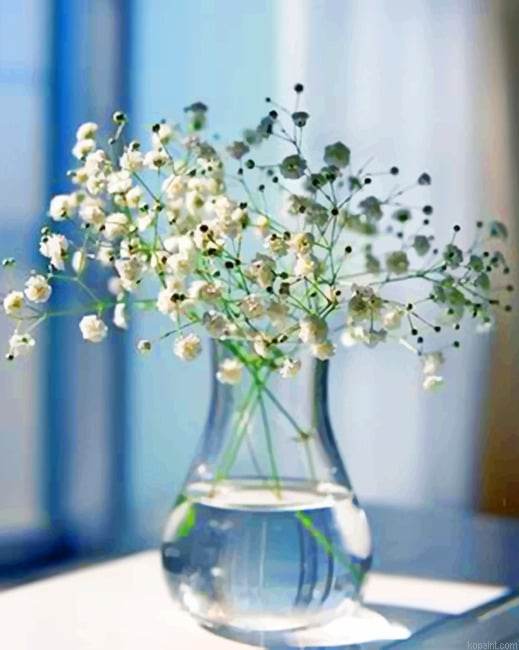 Babys Breath Glass Vase New Painting By Numberss.png