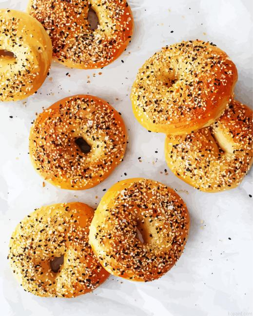 Bagels Homemade Foods Painting By Numberss.png