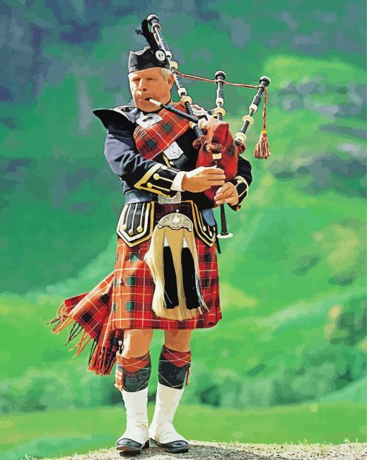 Bagpiper Playing Bagpipes In The Highlands Painting By Numberss.png