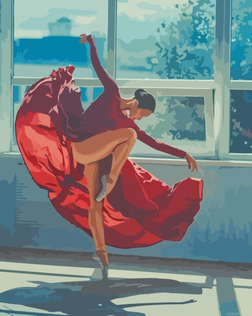 Ballerina Wearing Red Dress Painting By Numberss.png
