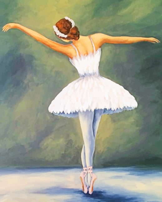 Ballerina With White Dress New Painting By Numberss.png
