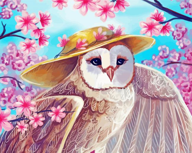 Barn Owl With Flowers Paint By Numbers