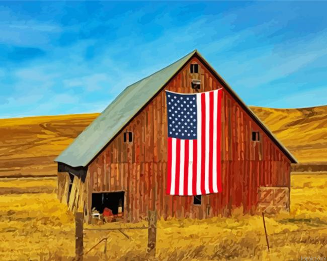 Barn With Flag Painting By Numberss.png