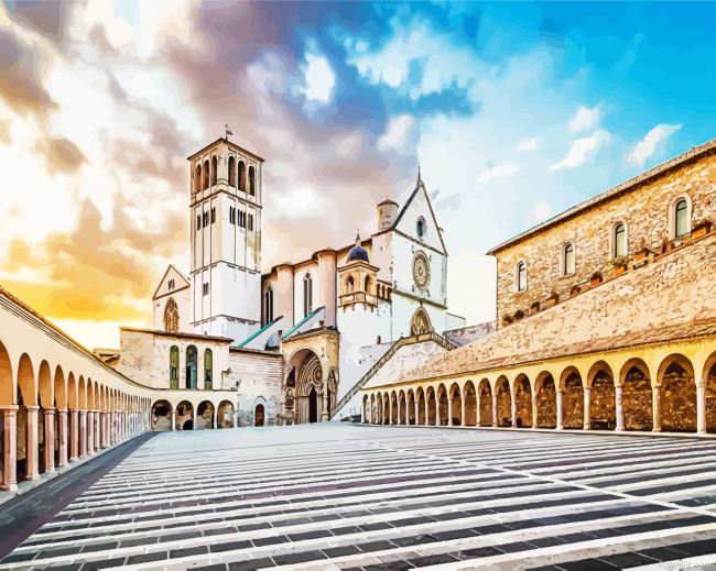 Basilica Of San Francesco D Assisi In Italy Painting By Numberss.png