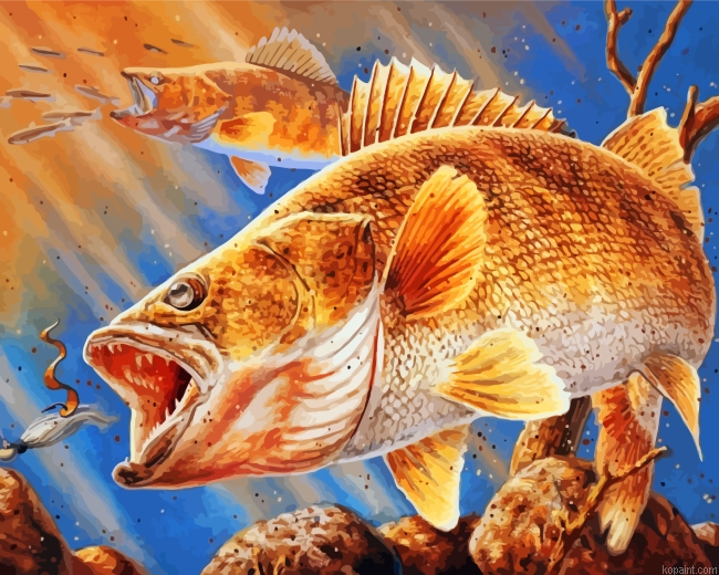 Bass Fish In Water Painting By Numberss.png