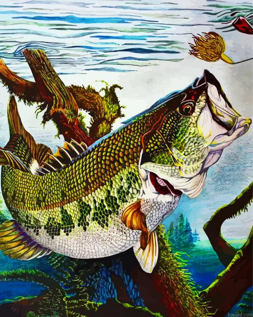 Bass Fish Underwater Painting By Numberss.png