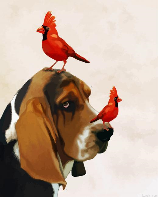 Basset Hound And Cardinals Painting By Numberss.png