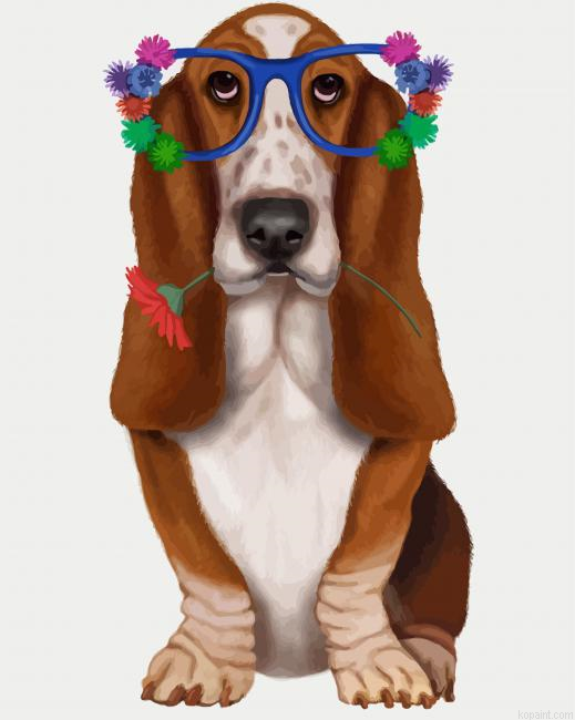 Basset Hound And Glasses Painting By Numberss.png