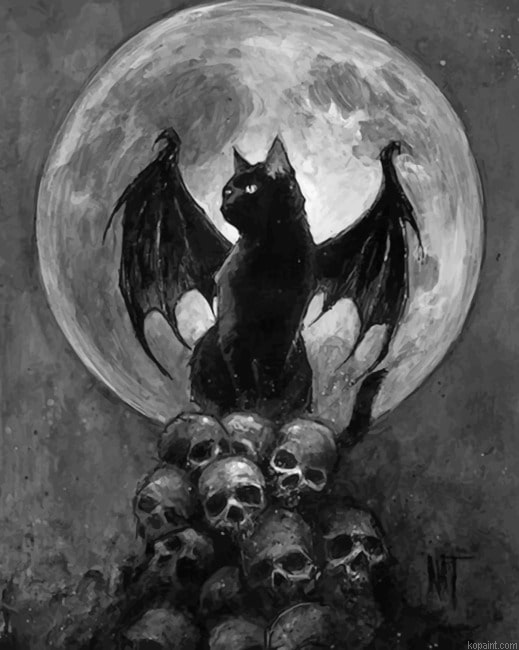 Bath Cat And Skulls Paint By Numbers