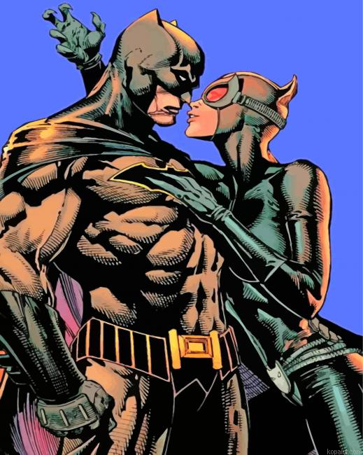 Batman And Catwoman Heroes Painting By Numberss.png