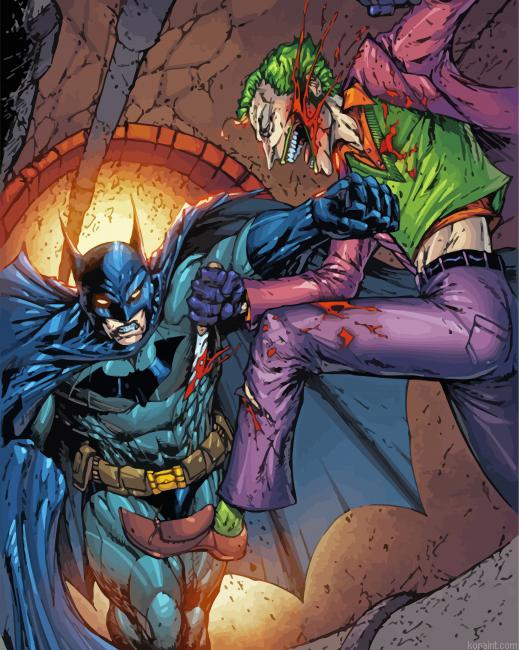 Batman And Joker Fighting Painting By Numberss.png