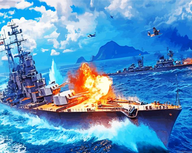 Battleship In War Painting By Numberss.png