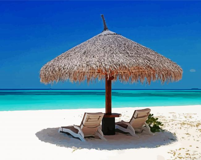 Beach Chairs In Bahamas Beach Painting By Numberss.png