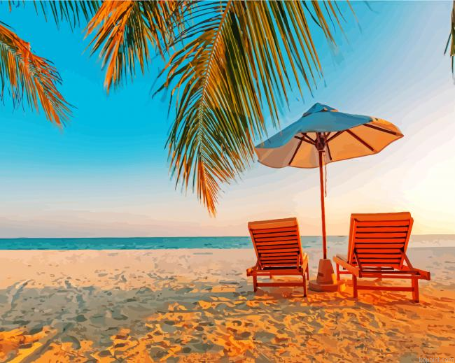 Beach Chairs In The Bahamas Beach Painting By Numberss.png