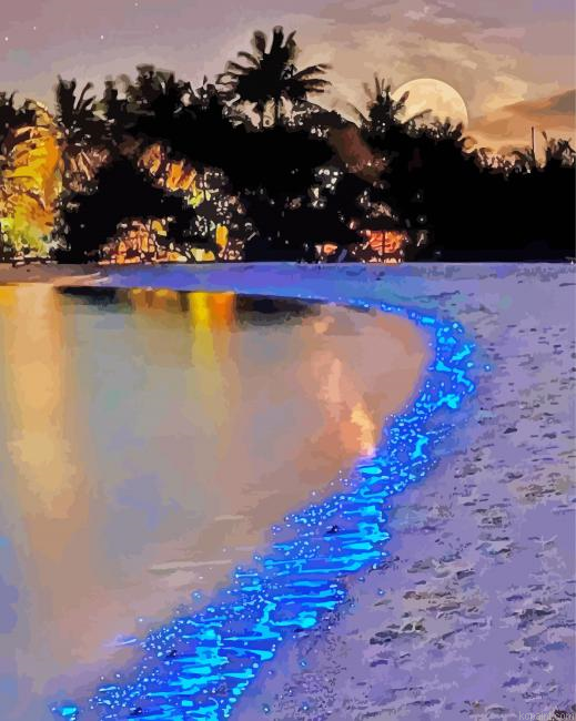 Beach Lights At Night Painting By Numberss.png