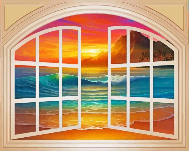 Beach Through A Window Painting By Numberss.png