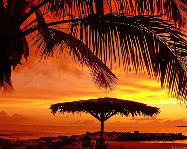 Beach Umbrella Sunset Painting By Numberss.png