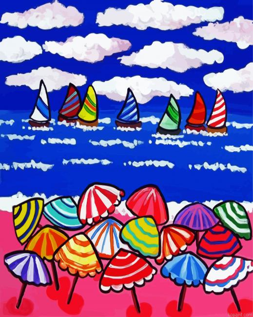 Beach Umbrellas Paint by Numbers