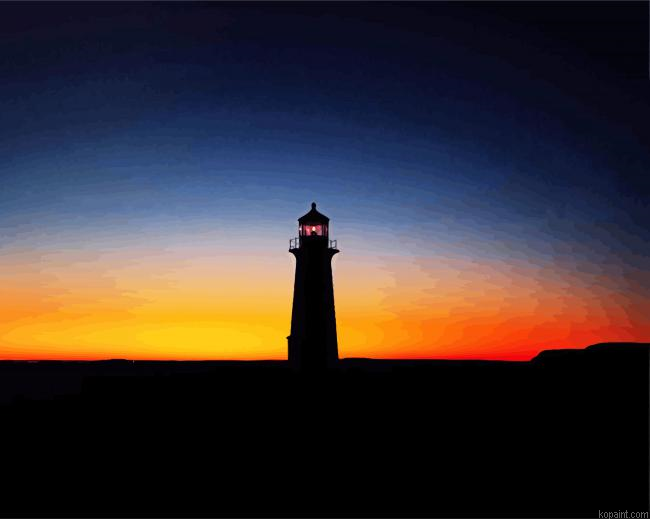 Beacon Lighthouse At Sunset Painting By Numberss.png