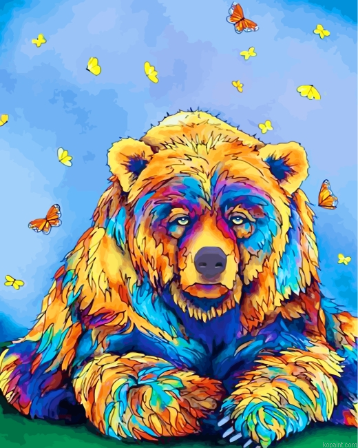 Bear And Butterflies Painting By Numberss.png