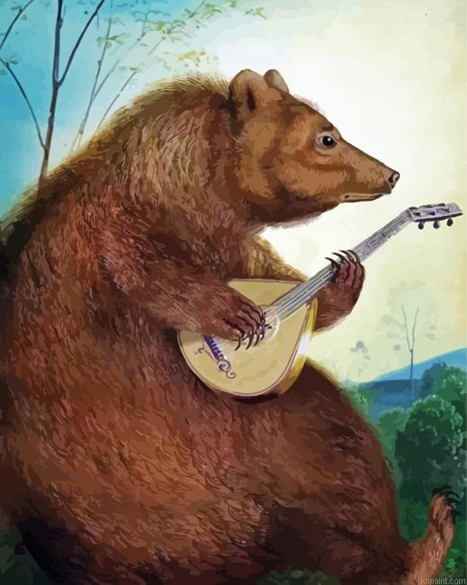 Bear Playing Mandolin Painting By Numberss.png