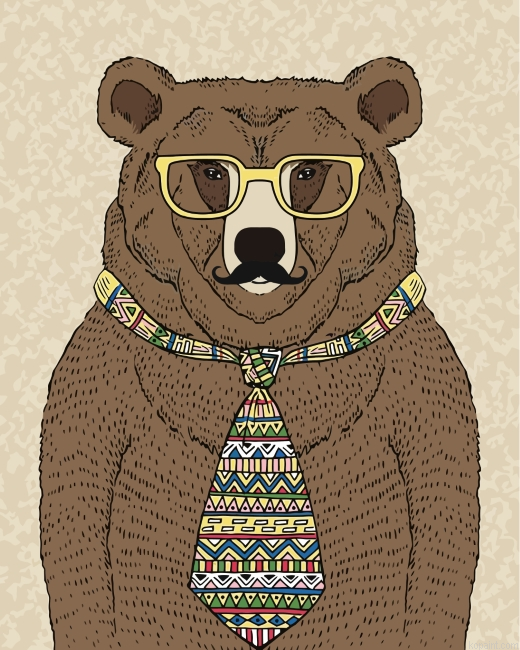 Bear With Tie Painting By Numberss.png