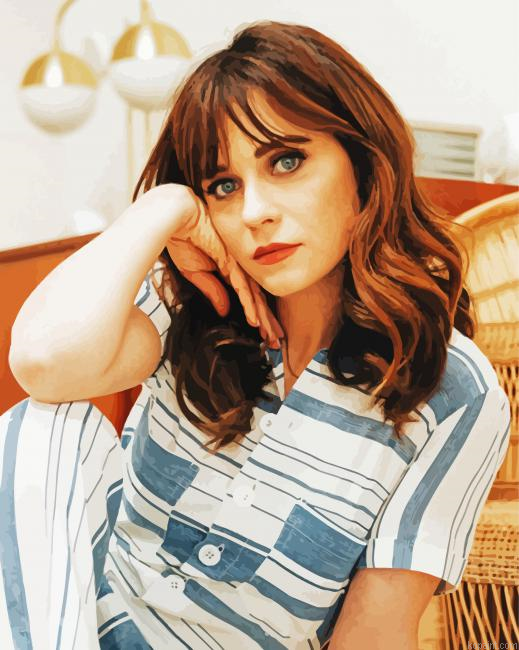 Beautiful Actress Zooey Deschanel Painting By Numberss.png