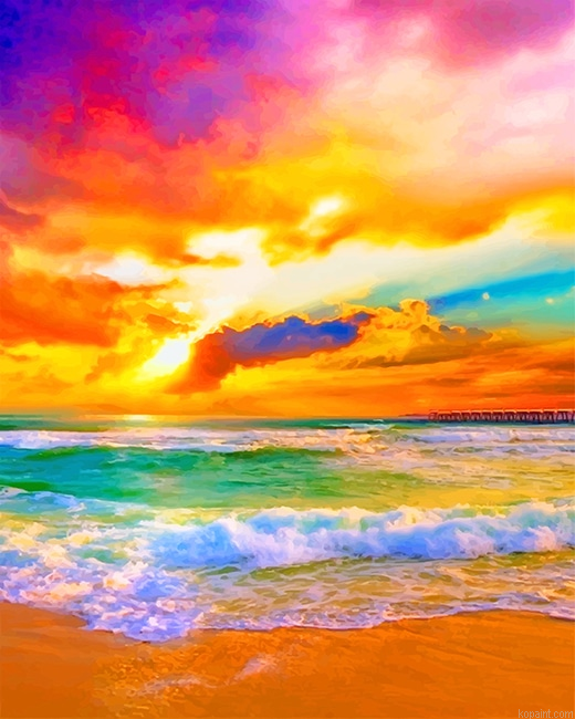 Beautiful Beach Sunset New Painting By Numberss.png