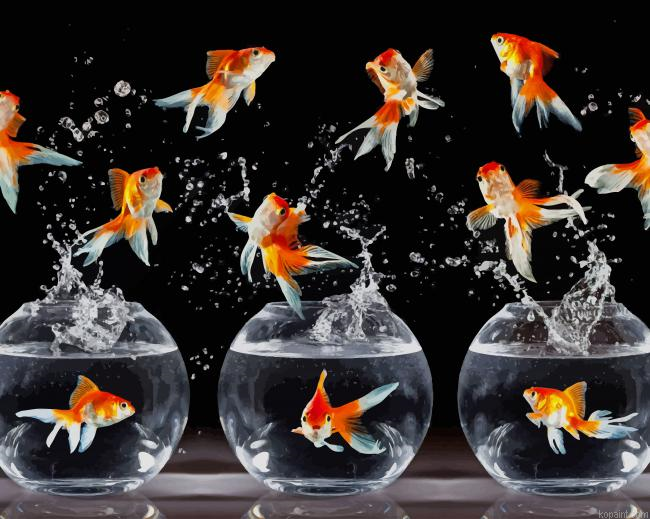 Beautiful Dancing Goldfishes Painting By Numberss.png