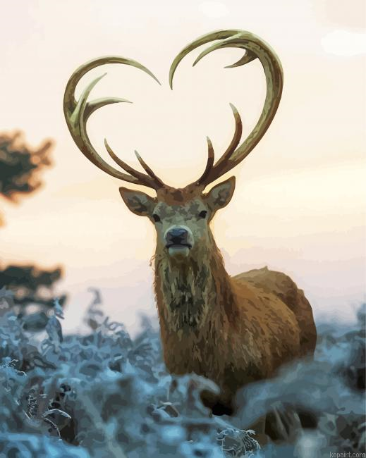 Beautiful Deer Heart Painting By Numberss.png