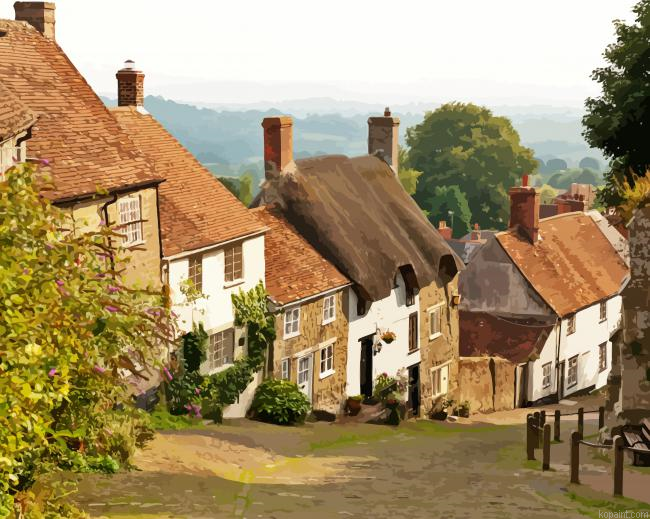 Beautiful English Village Painting By Numberss.png