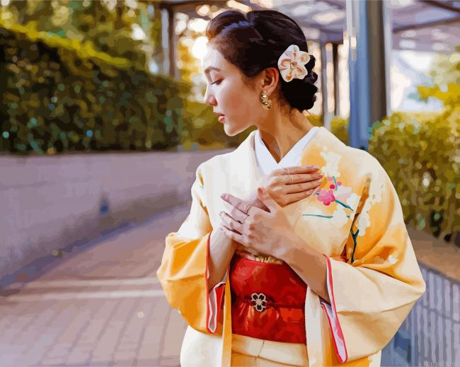 Beautiful Girl With Kimono Painting By Numberss.png