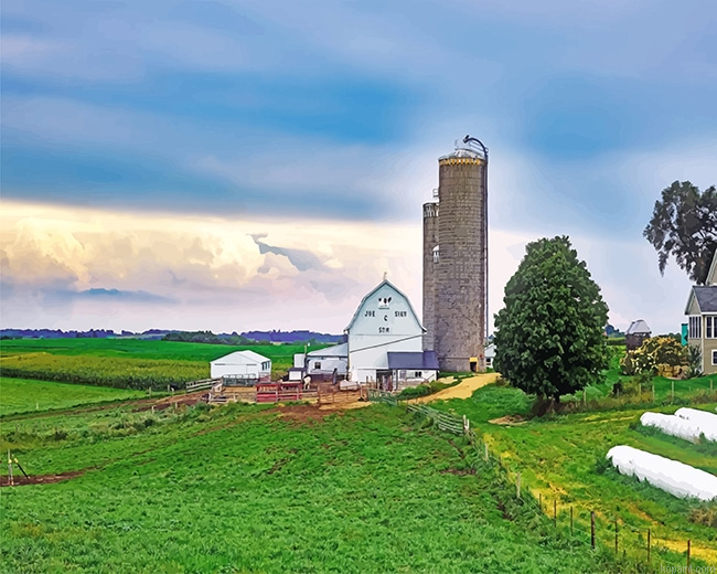 Beautiful Green Farm New Painting By Numberss.png