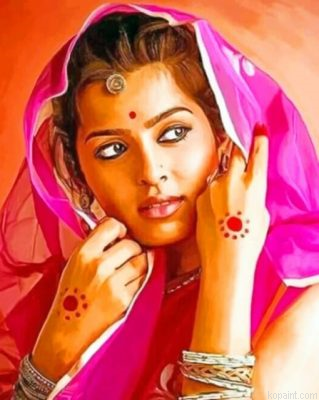 Beautiful Indian Woman Painting By Numberss.png