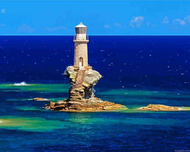 Beautiful Lighthouse In Sea Painting By Numberss.png