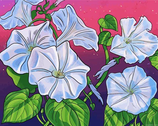 Beautiful Moonflowers Painting By Numberss.png