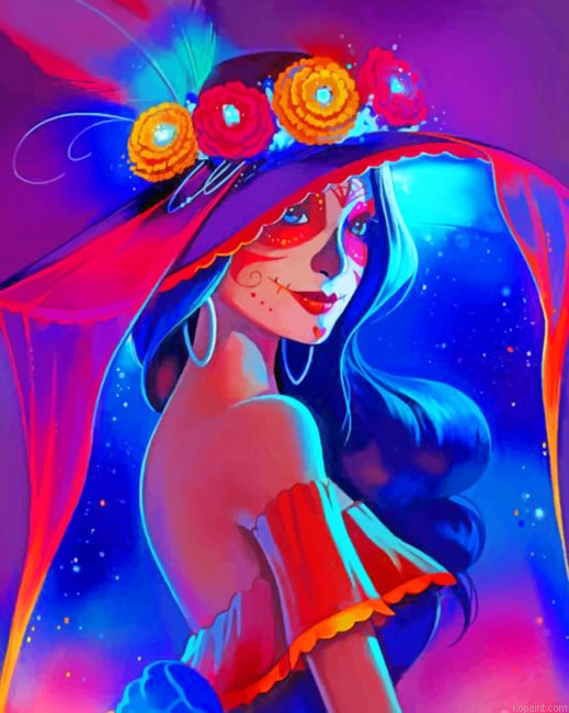 Beautiful Sugar Skull Women Painting By Numberss.png