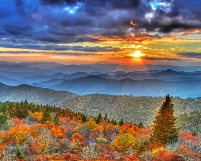 Beautiful Virginia Mountains At Sunset Painting By Numberss.png